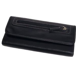 Women's Genuine Leather Black Wallet; Approx 8 x 4